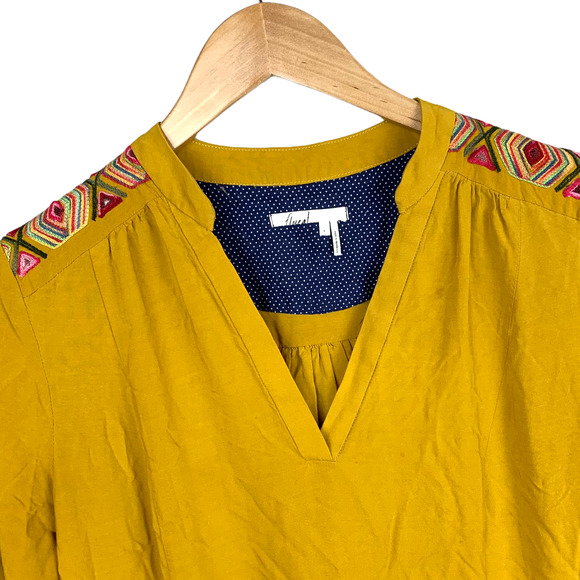 Anthropologie Floreat Raella Mustard Tunic Dress L - Picture 4 of 12